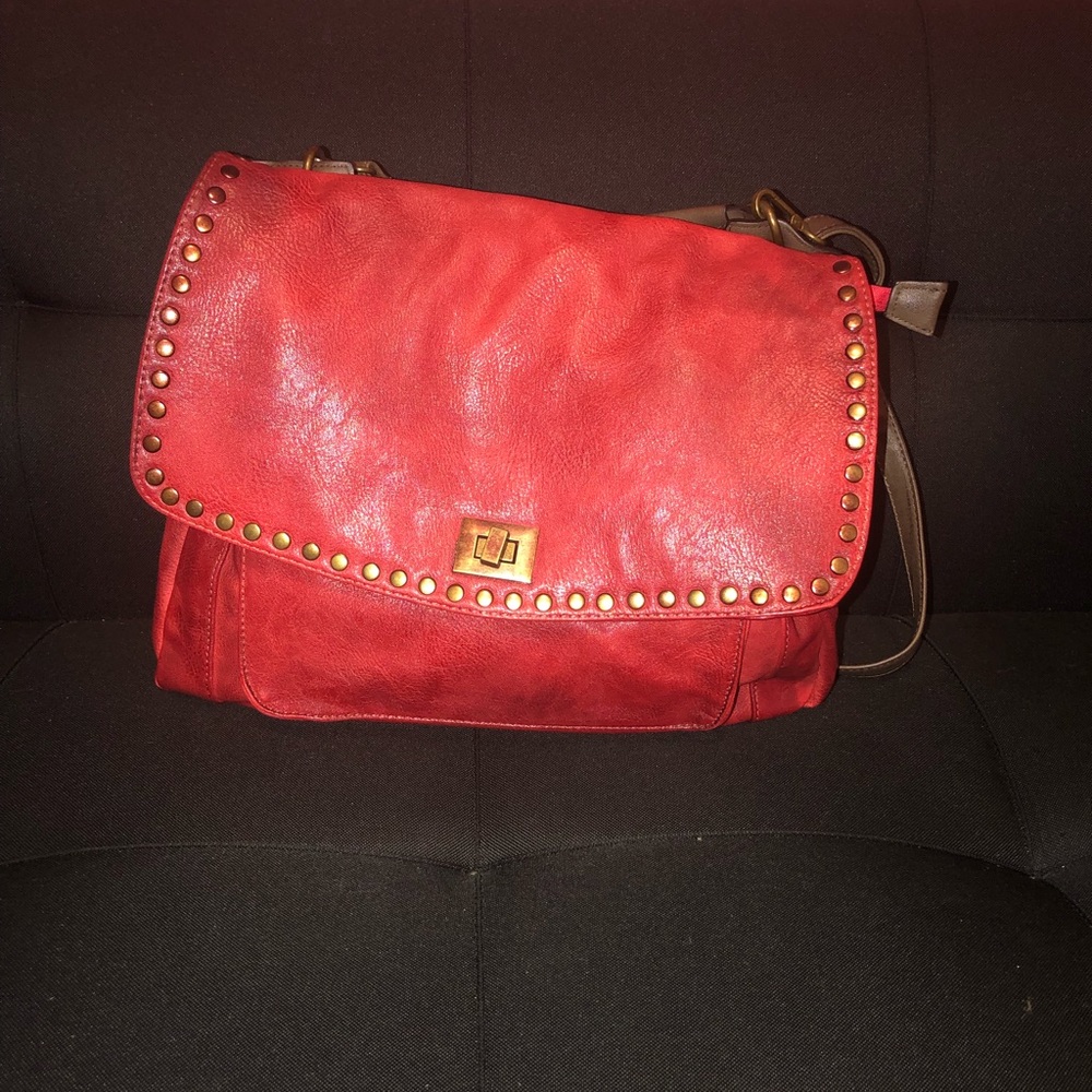 Orange Red leather purse